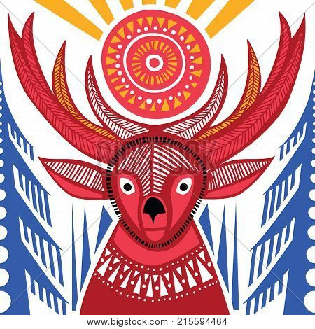 Folk art pattern in Scandinavian, Nordic style.