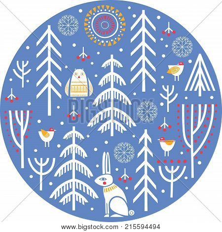 Folk art pattern in Scandinavian, Nordic style.