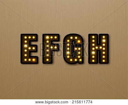 bulb light font on wood pattern vector illustration