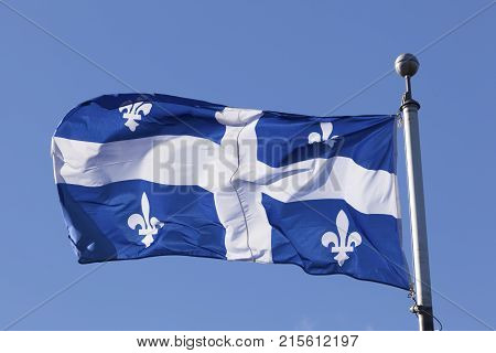 The national flag of the province Quebec in Canada