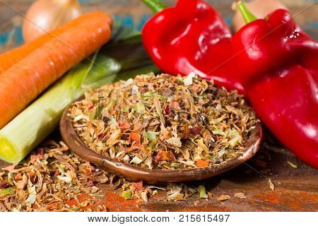 Dry Vegetable Mix For Preparation Of Traditional Indonesian Rice Dish Nasi Goreng