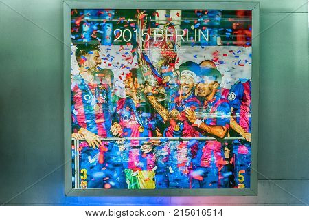 Poster Celebrating Triumph Of Fc Barcelona, Camp Nou, Catalonia, Spain