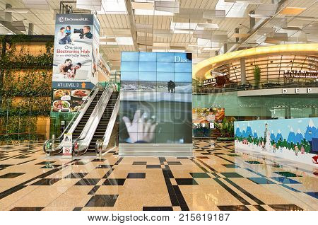 SINGAPORE - CIRCA NOVEMBER, 2015: inside Singapore Changi Airport.