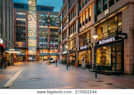 Helsinki, Finland - December 8, 2016: Mcdonalds Restaurant Cafe In Kluuvikatu Street. Mcdonald's Corporation Is The World's Largest Chain Of Hamburger Fast Food Restaurants