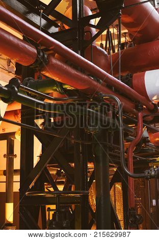 Red Valve. Part Of Old Power Plant.