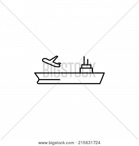aircraft carrier line icon on white background