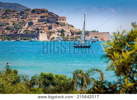 Tourist landmark of Crete - island of Spinalonga Crete Greece