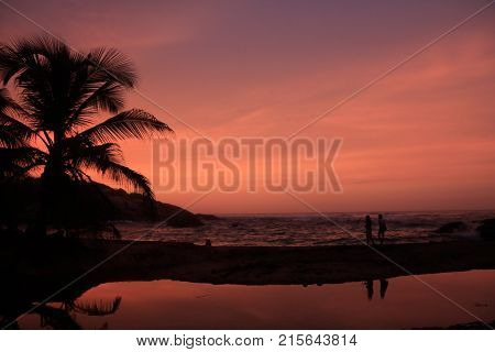 Beautiful sun set in national park Tayrona, Colombia