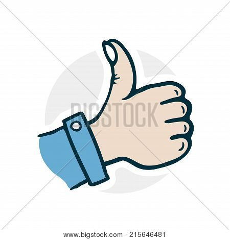 Hand Laik icon. Vector sticker of a funny cartoon style