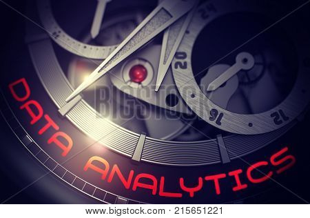 Data Analytics on Elegant Pocket Watch Detail, Chronograph Close-Up. Mechanical Watch with Data Analytics on Face, Symbol of Time. Time and Business Concept with Glowing Light Effect. 3D Rendering.
