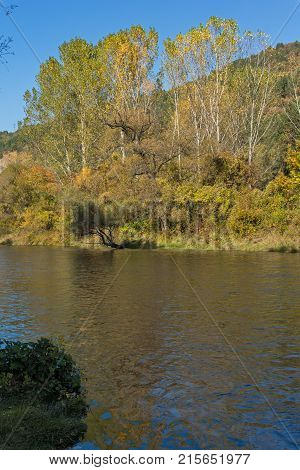 Autumn Landscape of Iskar River near Pancharevo lake, Sofia city Region, Bulgaria