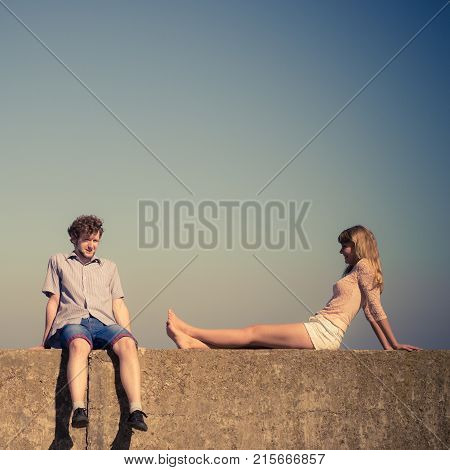 Couple Woman Man Spending Time Together.