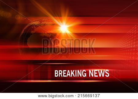 Graphical Breaking News Background with news text Red Theme Background with White Breaking News text.