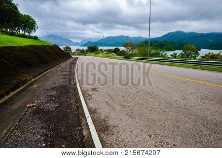 Road to the Dam at the Southern of Thailand (Surat Thani)