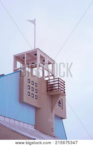 Lighthouse at the Baltic Sea in winter Oulu Lapland Finland.