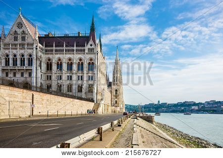 Hungarian Parliament building in Budapest old city center Hungary