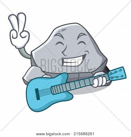 With guitar stone character cartoon style vector illustration