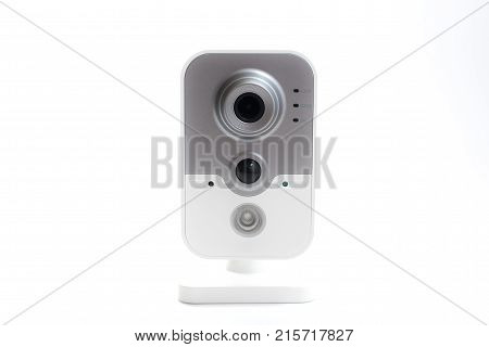 Surveillance Camera Isolated On White Background, With Clipping Paths