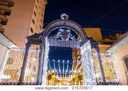 Old 1840s Gate of the former ILVA Ironworks Complex in Follonica at Christmas time