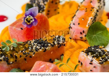 Red Tuna With Carrot Purée