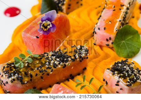 Red Tuna With Carrot Purée