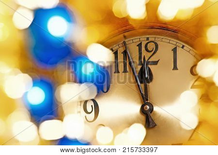 Detail of New Year Clock Face Before Midnight