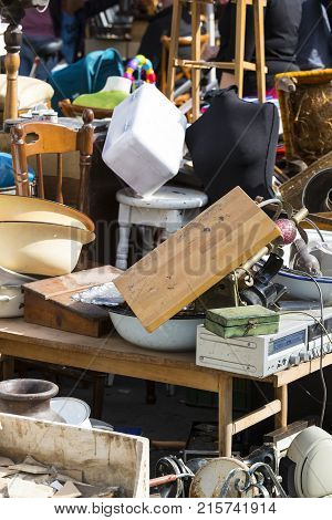 TEL AVIV-JAFFA, ISRAEL - 24 NOVEMBER 2017:Street flea market of old things and antiques in the old district of Tel Aviv