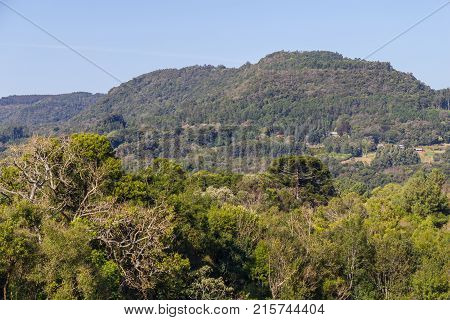 Farm Road In Valley And Mountains In Nova Petropolis