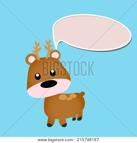 cartoon reindeer or deer with place for text or presentation. Deer toy or character