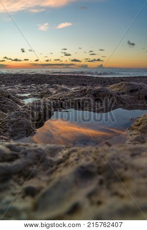Avali beach at sunset - Lefkas island Greece