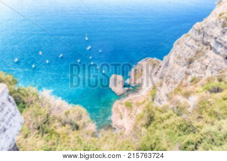 Defocused Background With Aerial View Of Sorrento Coastline, Italy