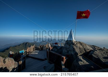 fansipan summit highest mountain peak of indochina sapa lao cai province northern of vietnam