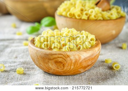 Ditalini Macaroni. Pasta Rings. Tubettini And Thimbles. Anellini.