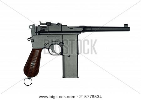 Vintage German semi-automatic pistol of World War I isolated
