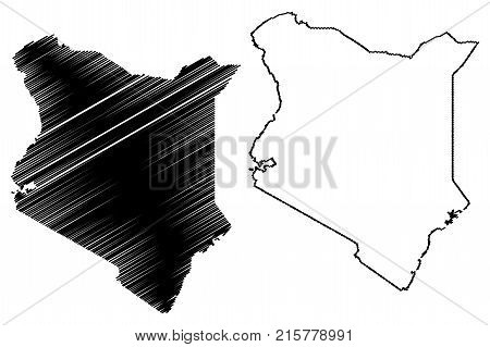 Kenya map vector illustration , scribble sketch Republic of Kenya
