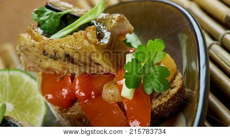 Grilled Mackerel W Escalivada  Toasts