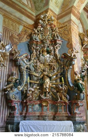 BELEC, CROATIA - NOVEMBER 17: Saint Joseph altar in the Baroque Church of Our Lady of the Snow in Belec, Croatia on November 17, 2011.