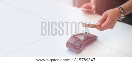 Mobile payment PayPass. Online shopping concept. Payment by credit card.