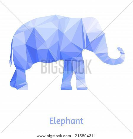 Stylized elephant isolated on a white background. Made in low poly triangular style. Vector.