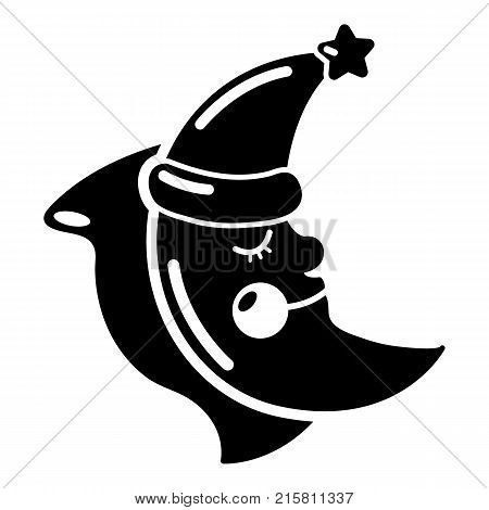 Sleeping moon icon. Simple illustration of sleeping moon vector icon for web
