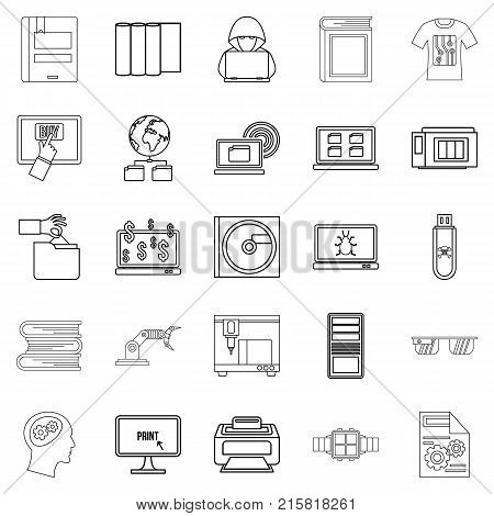 Part icons set. Outline set of 25 part vector icons for web isolated on white background