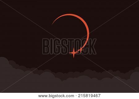 Solar eclipse vector illustration in flat style
