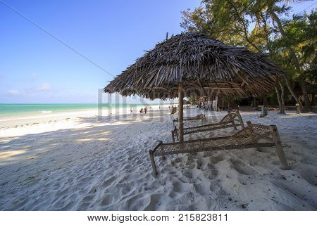 Umbrella On Stunning Tropical Beach.
