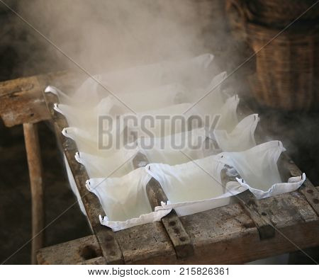 Making Cheese In A Cheese Factory In The Mountain Hut