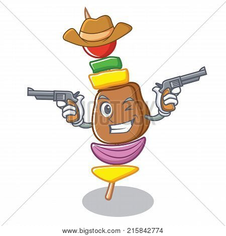 Cowboy barbecue character cartoon style vector illustration