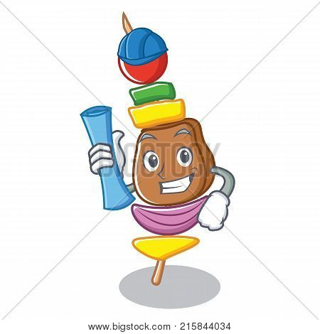 Architect barbecue character cartoon style vector illustration