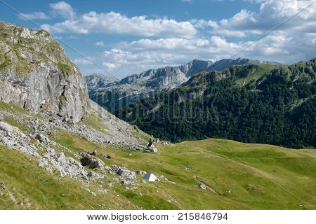 mountain landscape with village of Lukavica Plateau, Montenegro 