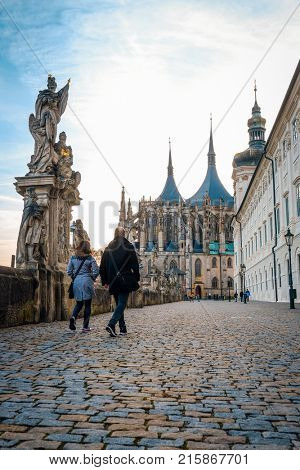 Kutna Hora, Czech Republic - Nivember, 24, 2017: St. Barbara cathidral in Kutna Hora