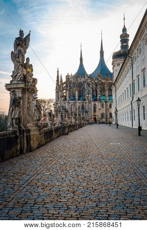 Kutna Hora, Czech Republic - Nivember, 24, 2017: St. Barbara cathidral in Kutna Hora