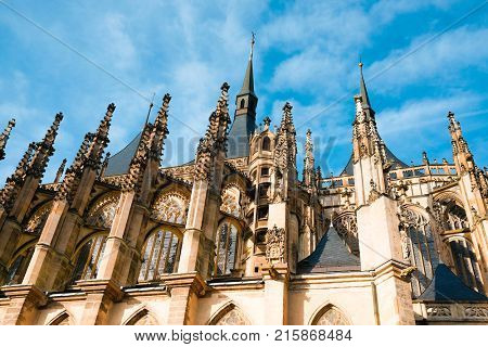 Kutna Hora, Czech Republic - Nivember, 24, 2017: St. Barbara cathidral in Kutna Hora